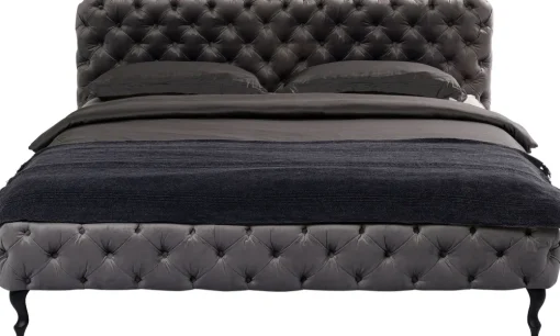 KARE Bett Desire Velvet Silbergrau 160x200 cm Clearance