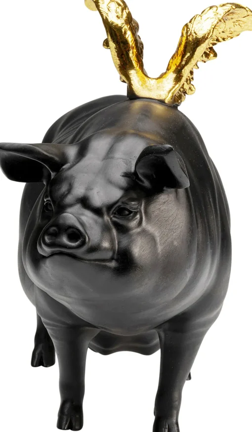 KARE Deko Figur Flying Pig Schwarz 21cm Discount