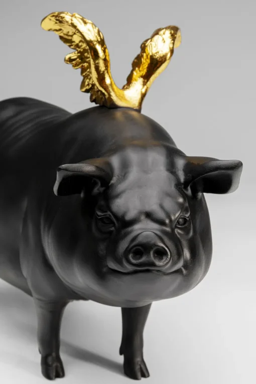 KARE Deko Figur Flying Pig Schwarz 21cm Discount