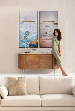 KARE Gerahmtes Bild Cloud Boat 60x120cm Outlet